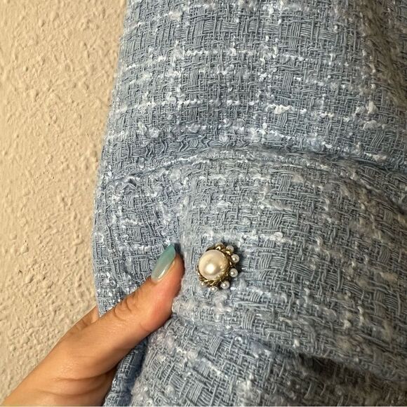 Anthropologie Maeve Sleeveless Tweed Blazer Mini Dress NEW Plus Size 18W in Blue - Picture 12 of 13